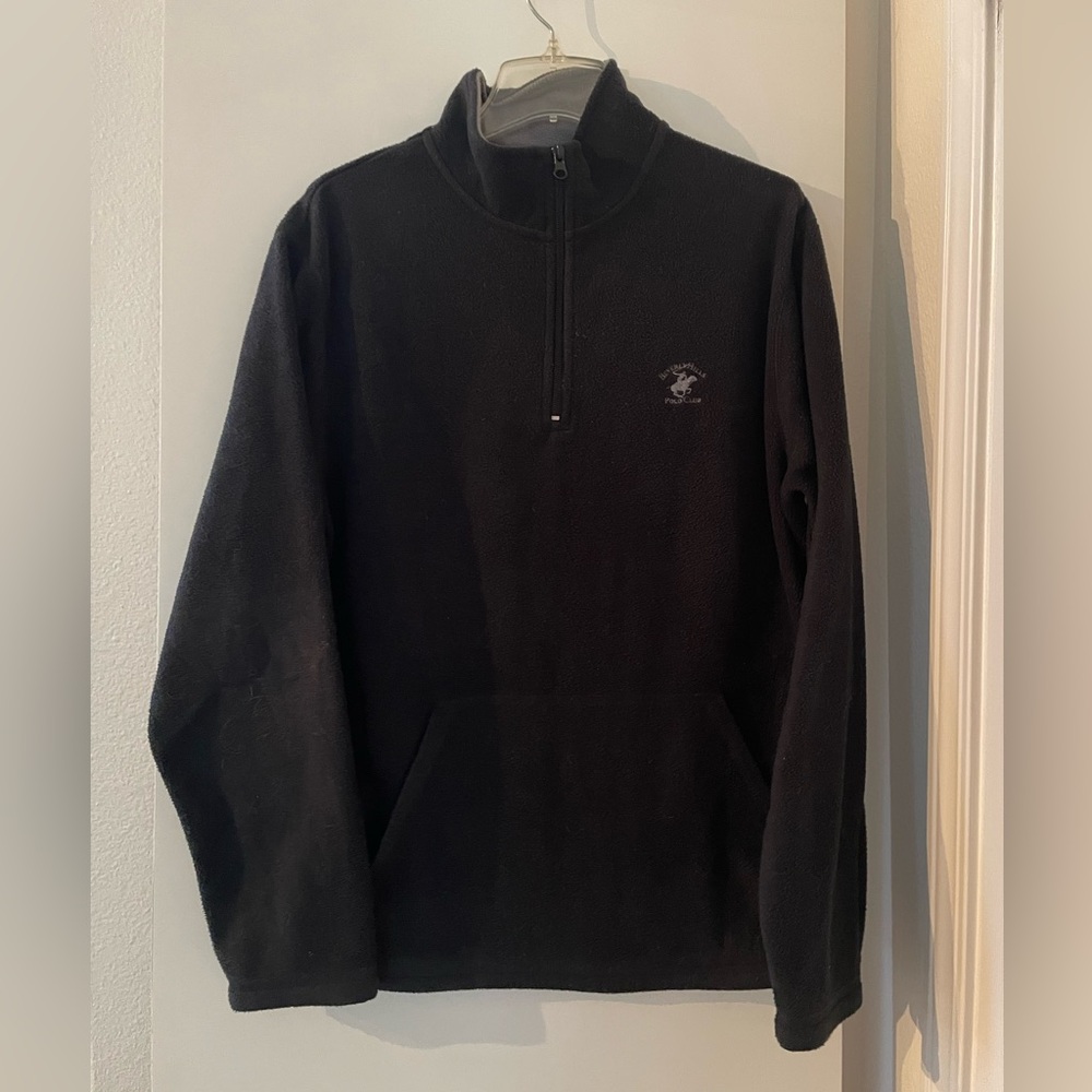 Beverly Hills Polo Club Black Fleece Sweatshirt Jacket 1/4 Zip